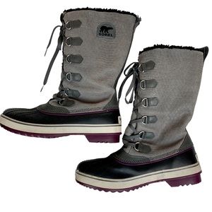 Sorel Tivoli Tall Lace Up Waterproof Snow Boots NL 1907-052 Gray Size 10